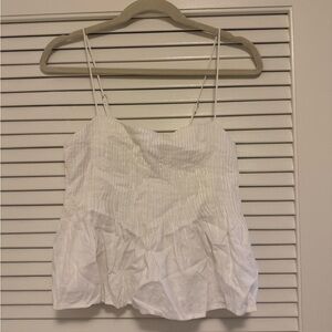 Abercrombie & Fitch White Smocked Spaghetti Strap Tank